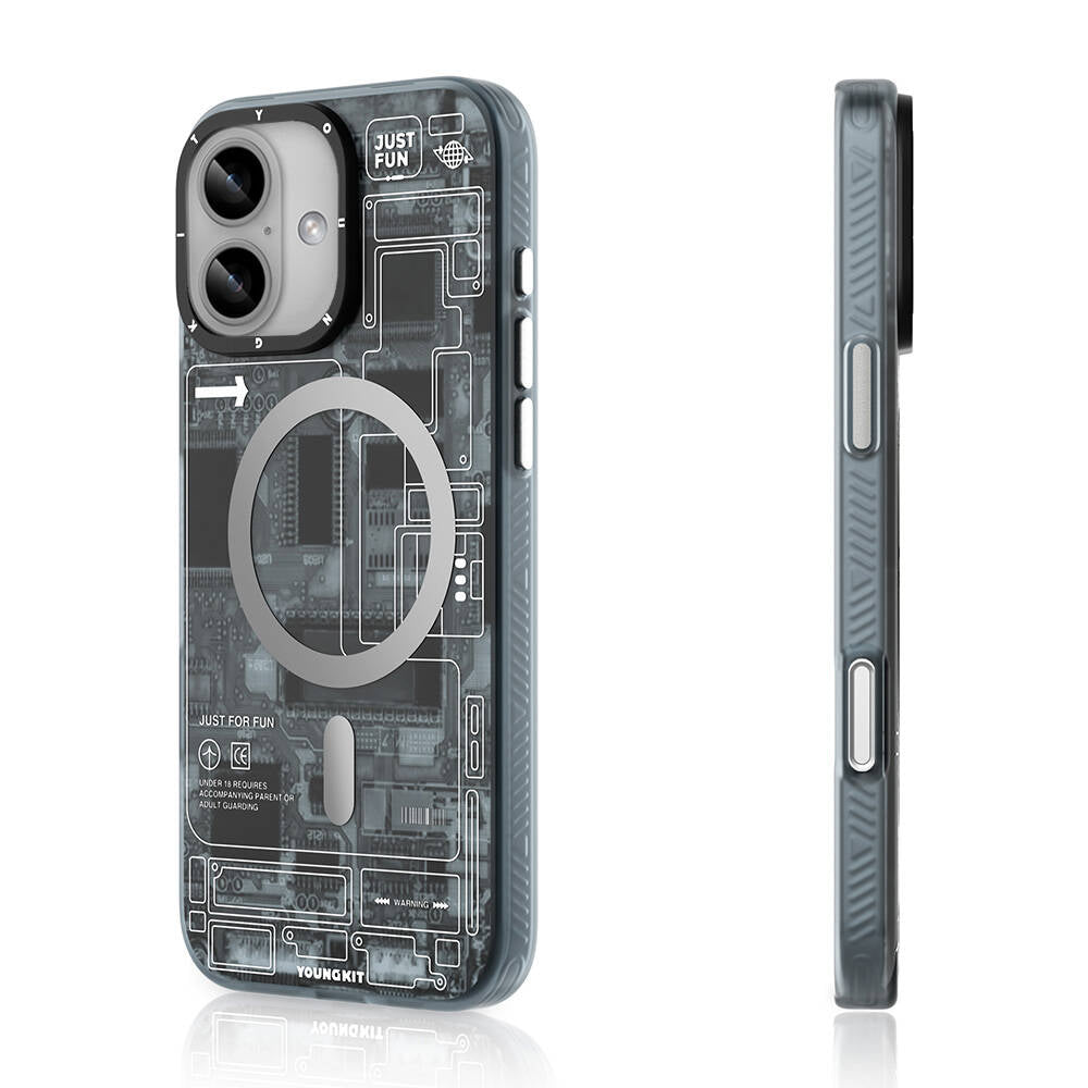 Youngkit Technology Serisi iPhone 16 Plus Kılıf Magsafe Şarj Özellikli Telefon Kılıfı - 1 Youngkit Technology Serisi iPhone 16 Plus Kılıf Magsafe Şarj Özellikli Telefon Kılıfı - 1